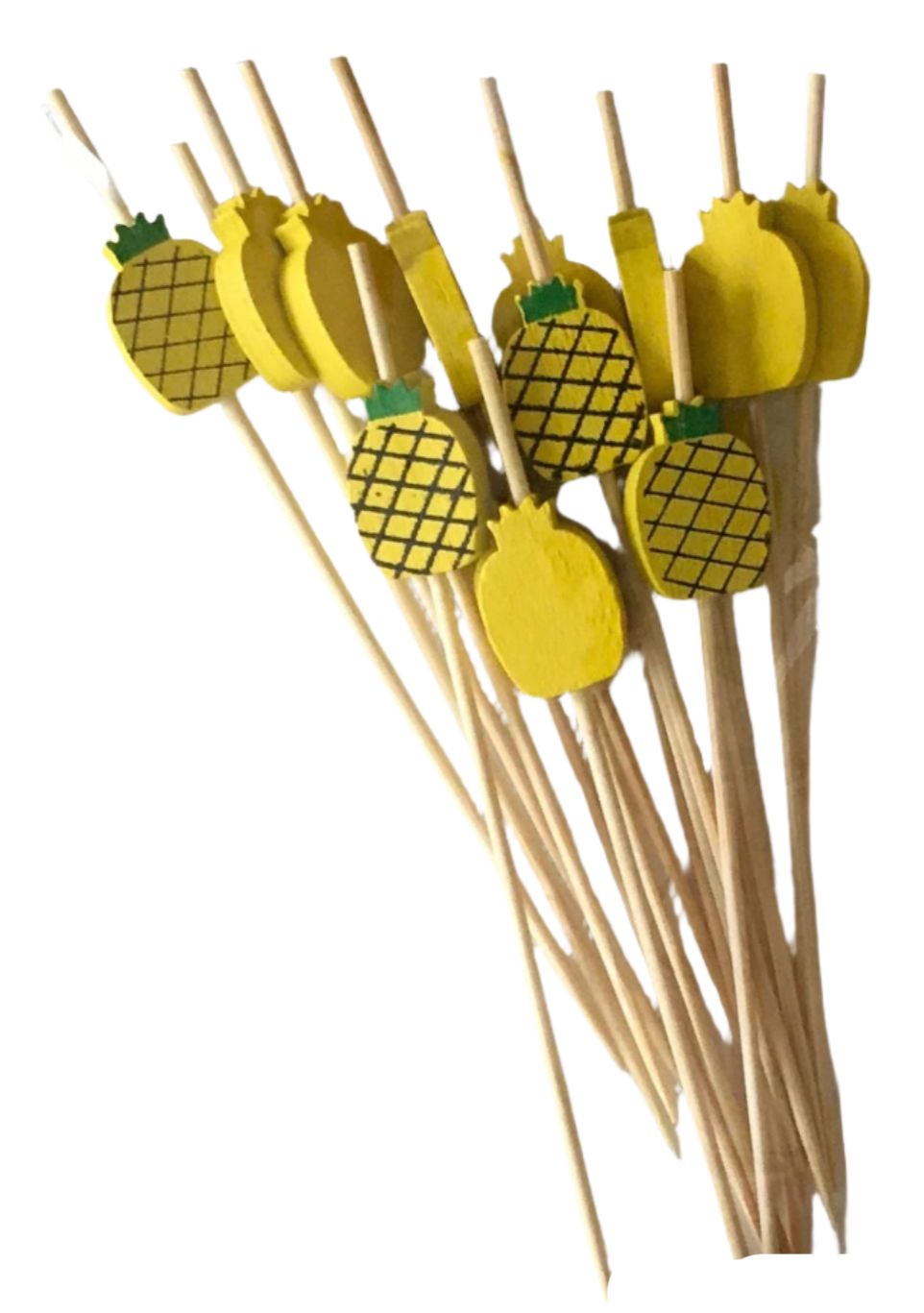 Let’s Flamingle "Pineapple" Wood Sticks Cocktail/Cupcake/Food Picks 16ct