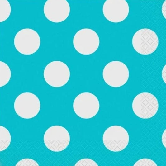 Terrific Teal Polka Dots Luncheon Paper Napkins 2 Ply 45ct