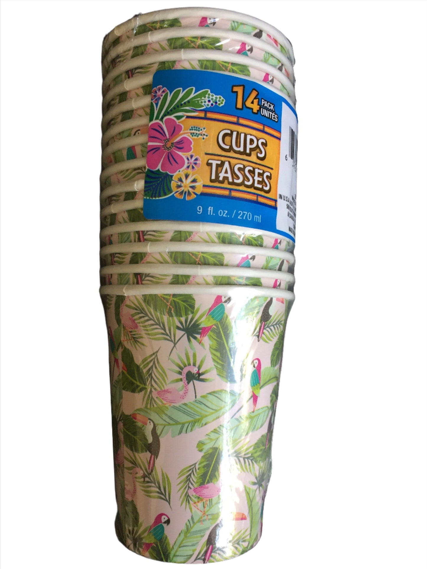 Tropical Luau "Tropical Birds" Paper Cups 14ct