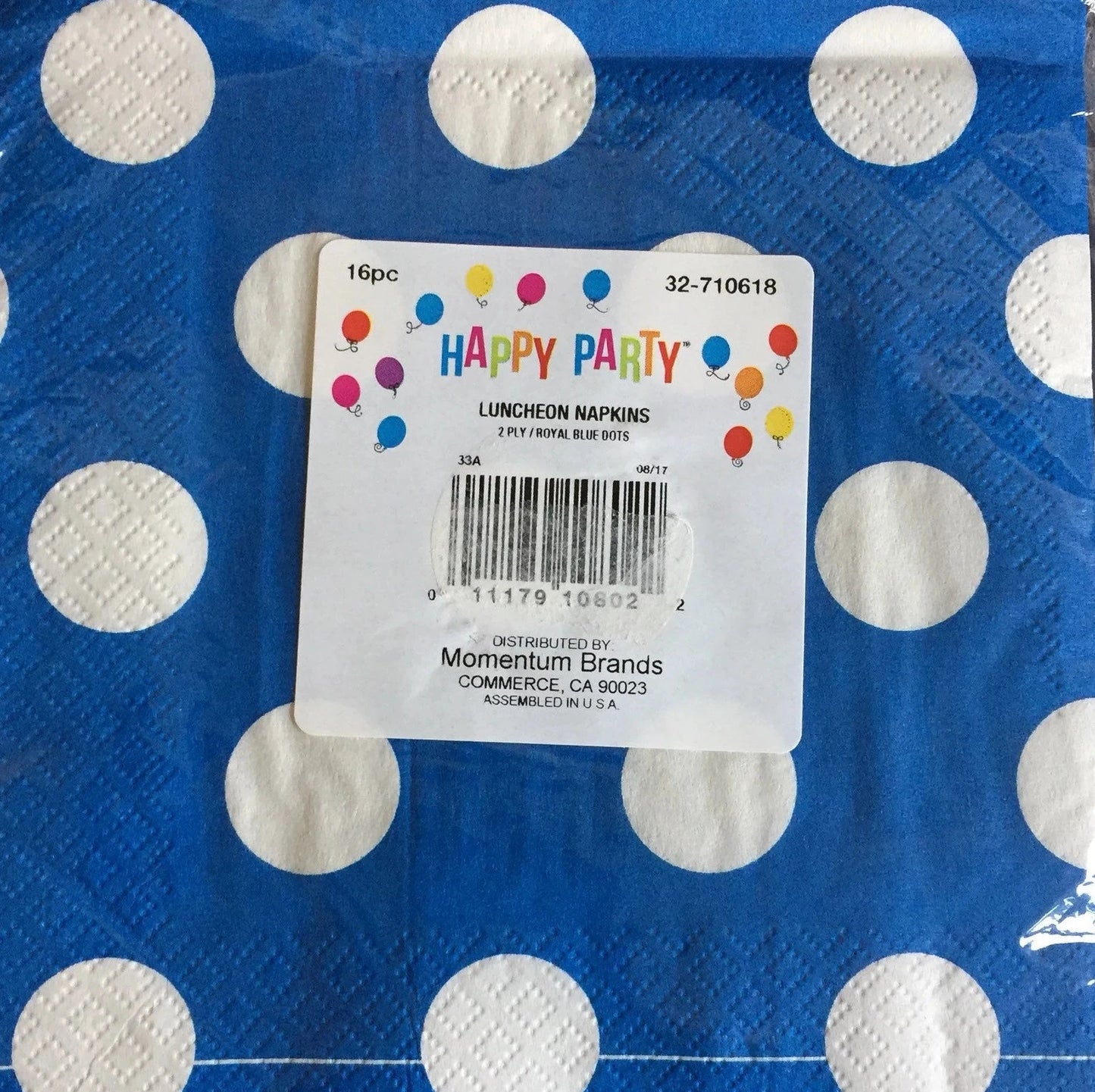 Royal Blue Polka Dot Luncheon Paper Napkins 2 Ply 16ct