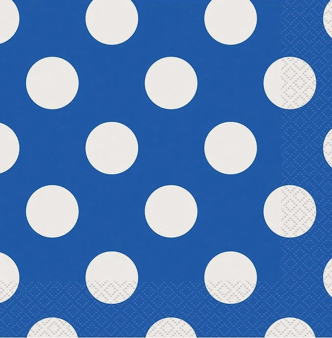 Royal Blue Polka Dot Luncheon Paper Napkins 2 Ply 16ct