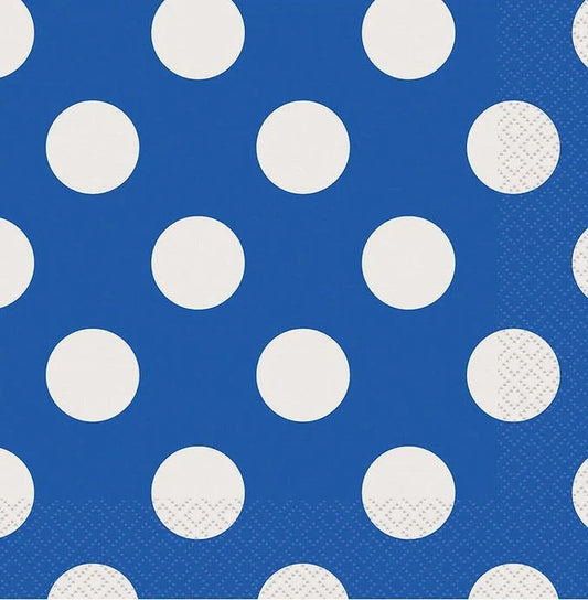 Royal Blue Polka Dot Luncheon Paper Napkins 2 Ply 16ct