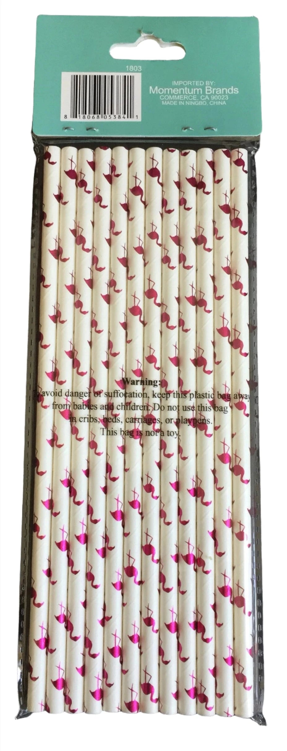 Let's Party "Flamingo" Foil Paper Straws 12ct