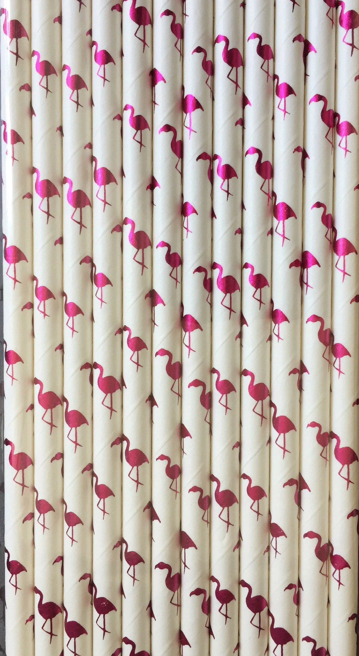 Let's Party "Flamingo" Foil Paper Straws 12ct