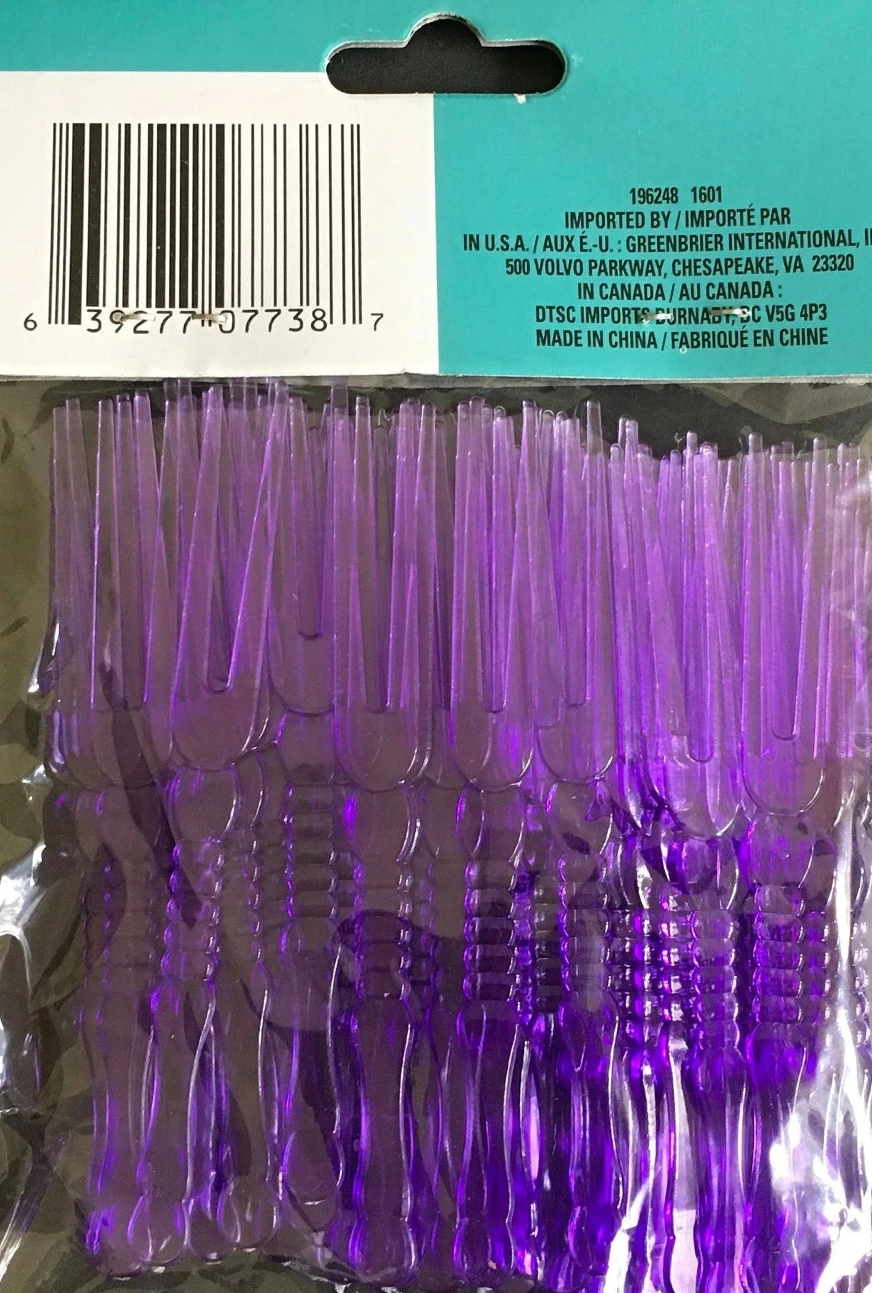 Summer Luau Transparent Purple Plastic Party Picks 60ct