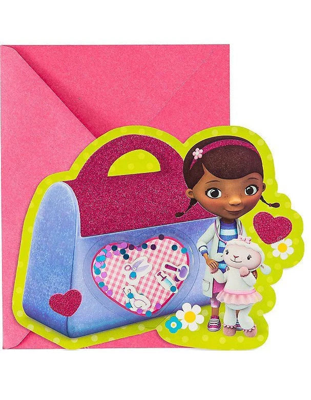 Doc McStuffins Premium Glitter 3D Invitations w/ Envelopes (8ct each)