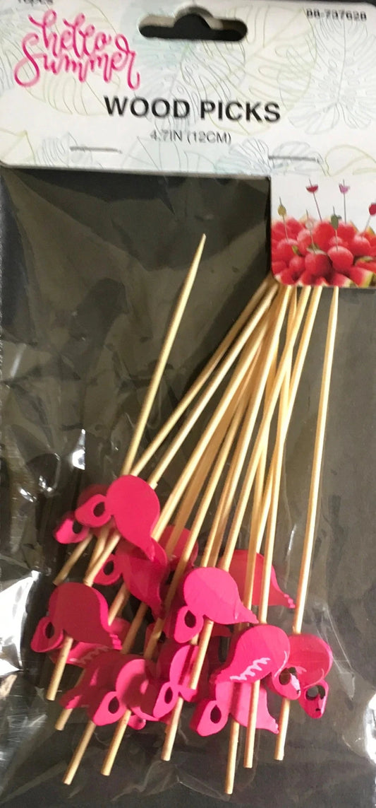 Hello Summer "Flamingo" Wood Sticks Cocktail/Cupcake/Food Picks 16ct (Copy)