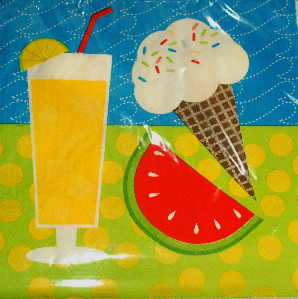 Summer Icons "Picnic Food" Luncheon Paper Napkins 20ct