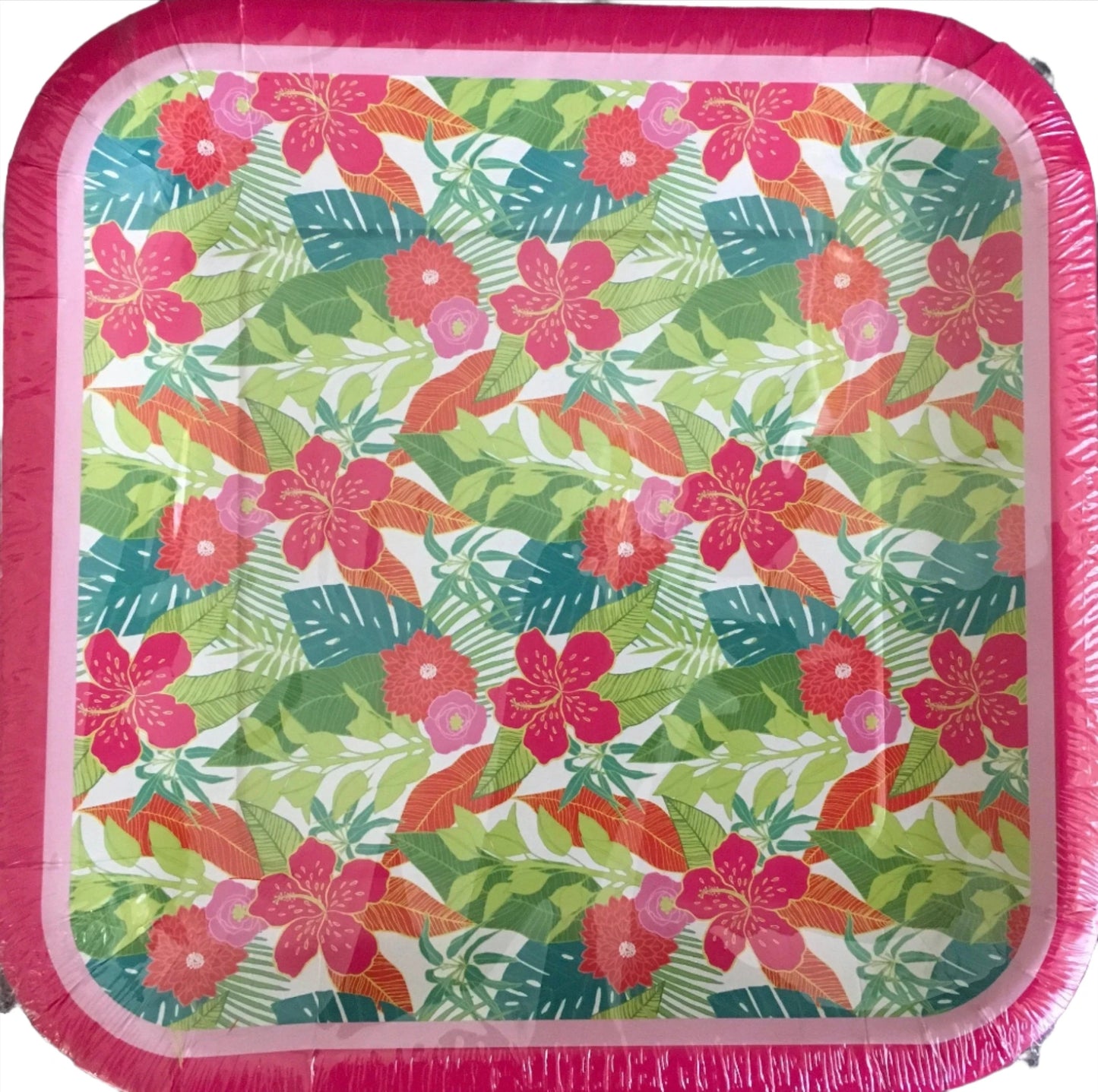 Tropical Luau "Hawaiian" Lunch Square Paper Plates 12ct