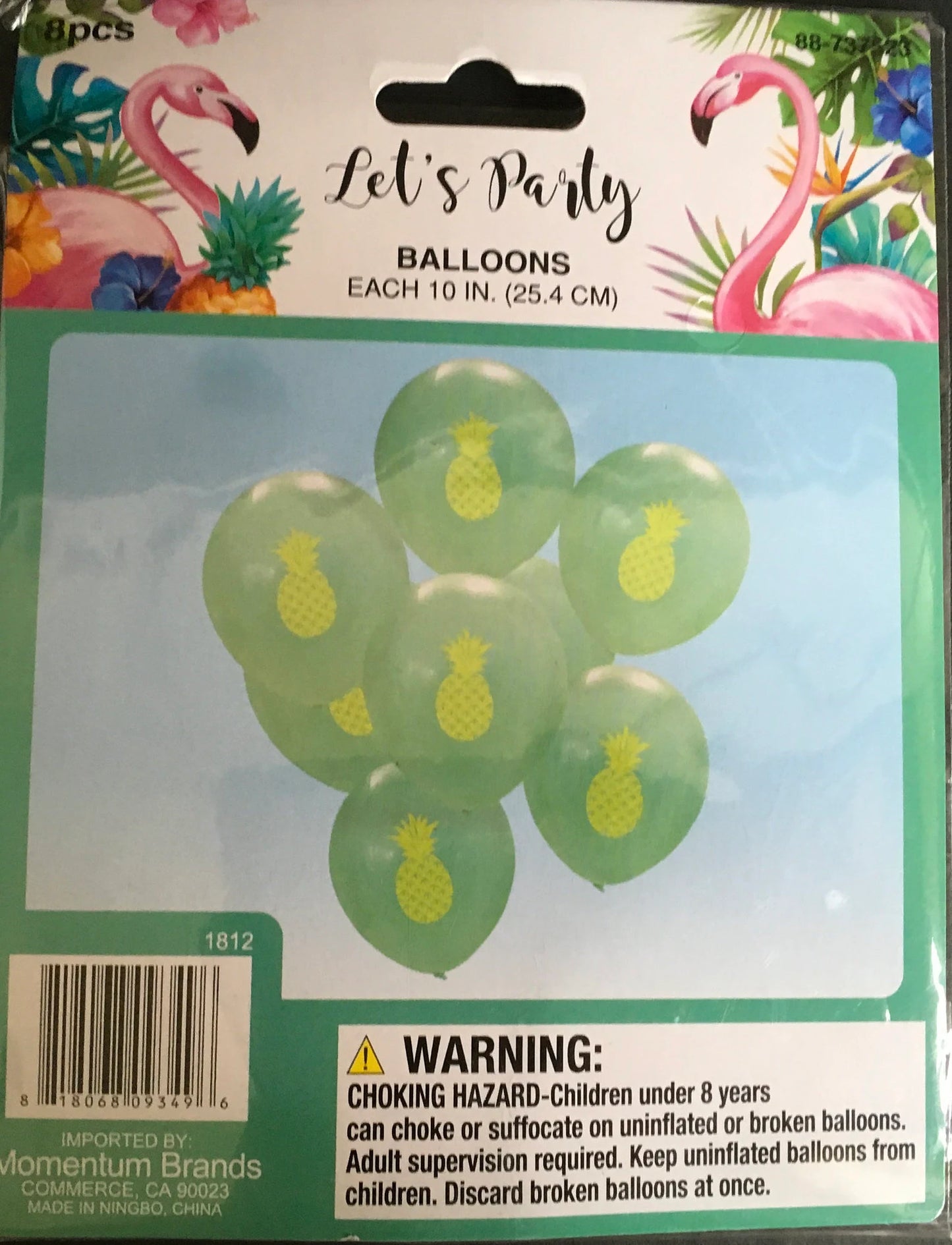 Let's Party Luau "Pineapple" Latex Balloons 8ct