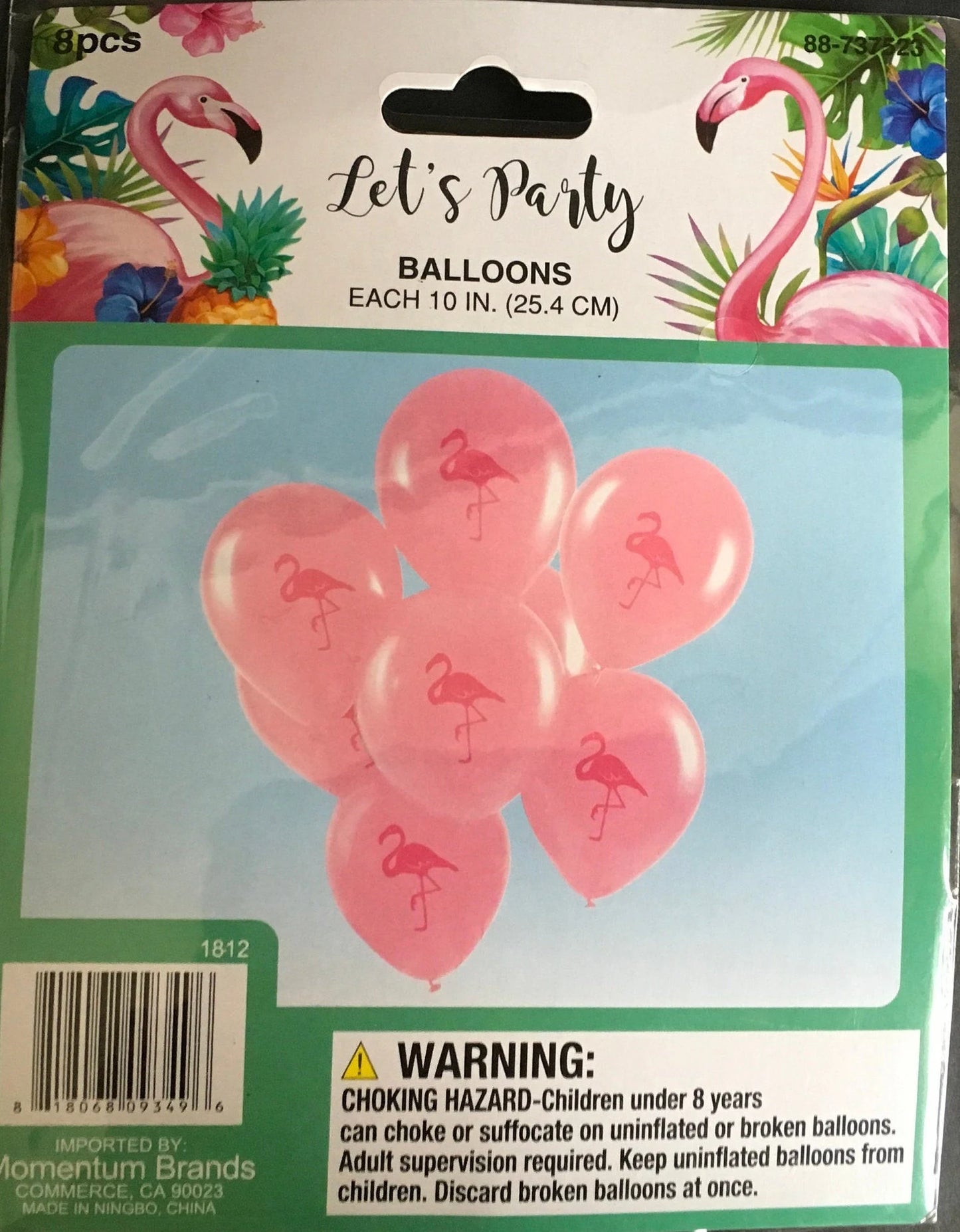 Let's Party Luau "Flamingo" Latex Balloons 8ct