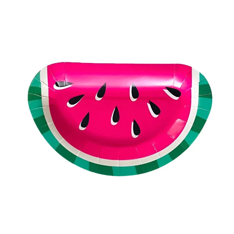 Sweet Summer "Watermelon Slice" Shaped Salad/Dessert Paper Plates 12ct