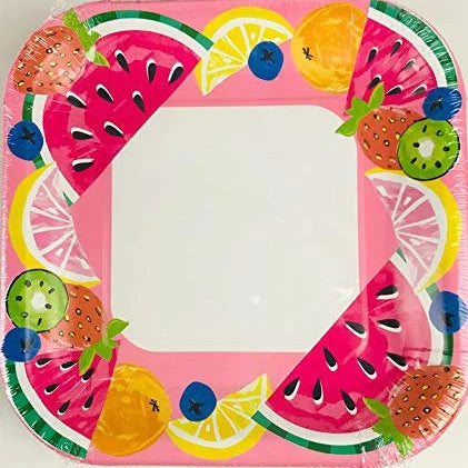 Sweet Summer "Summer Fruits" Lunch Square Paper Plates 12ct