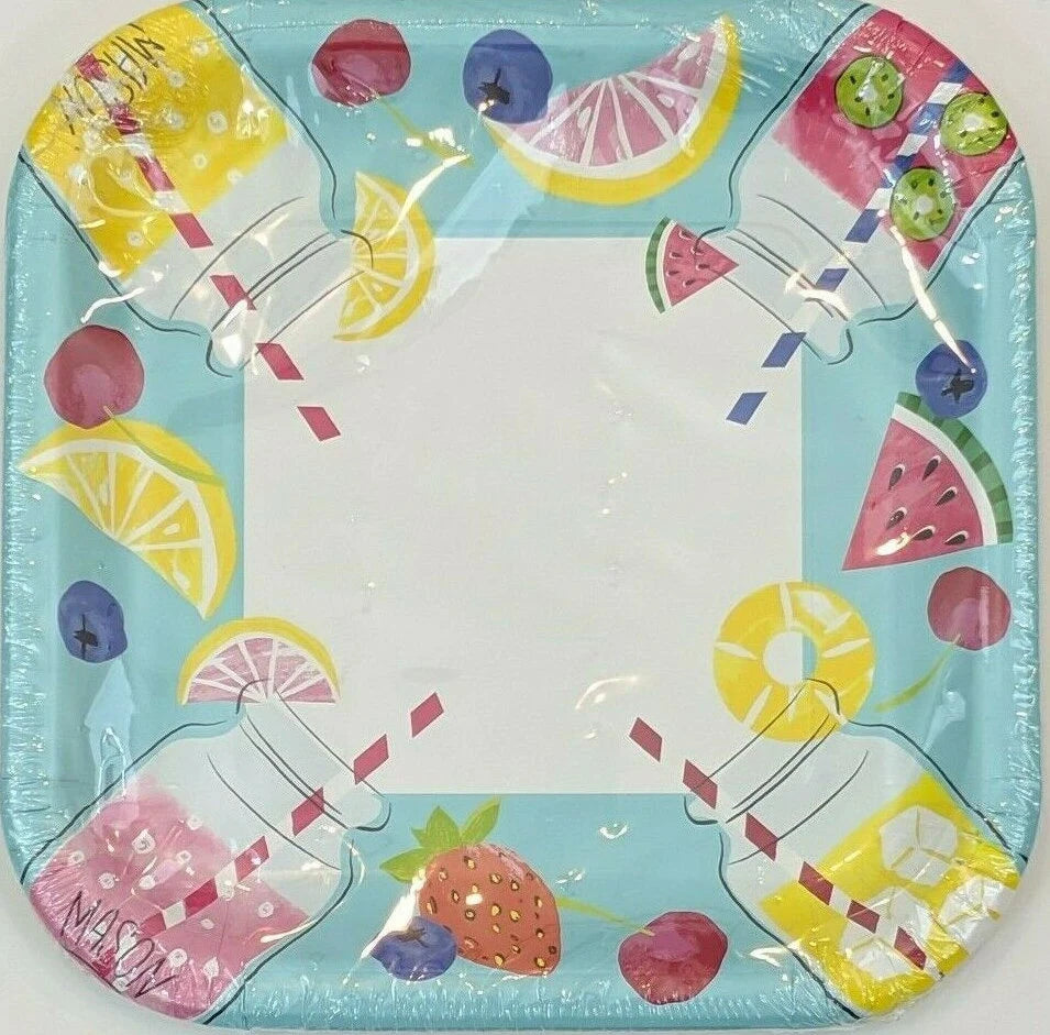 Sweet Summer "Fruits & Jars" Lunch Square Paper Plates 12ct