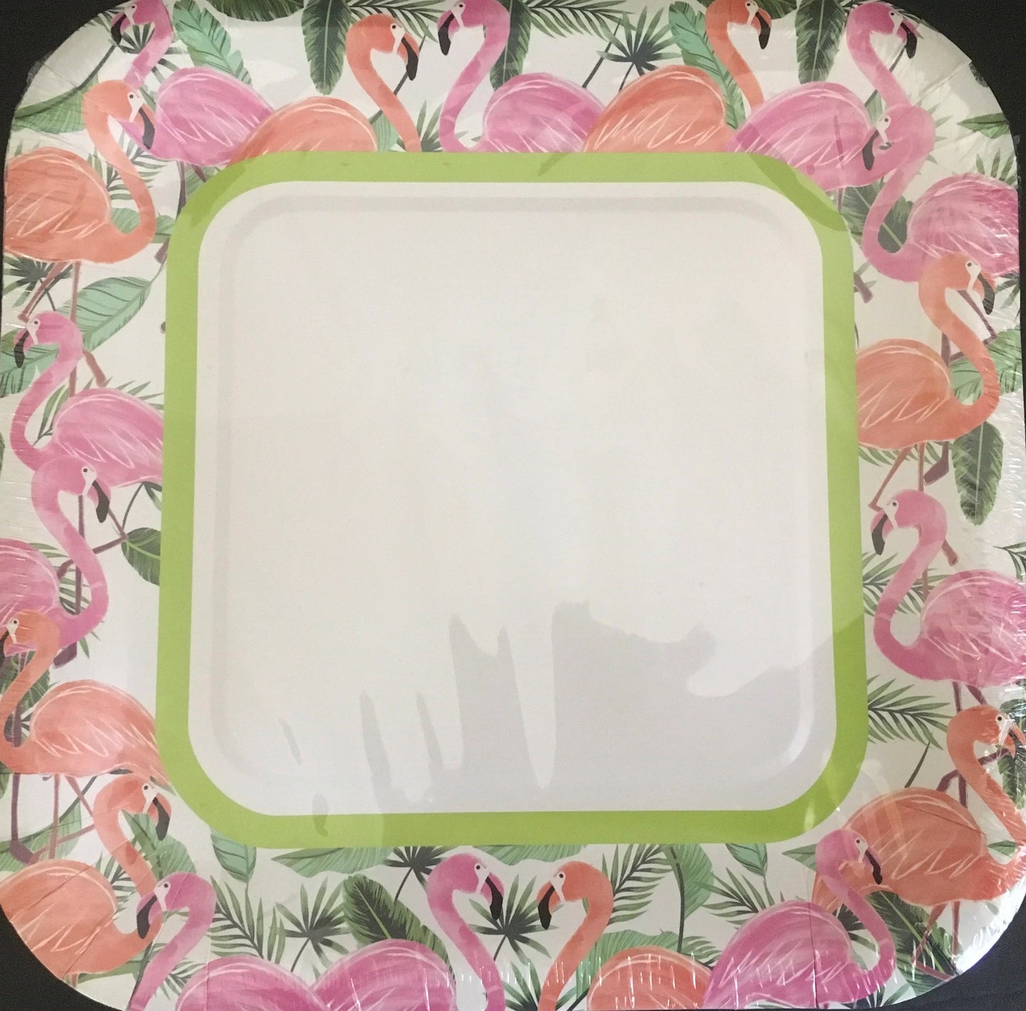 Tropical Luau "Flamingos" Lunch Square Paper Plates 12ct