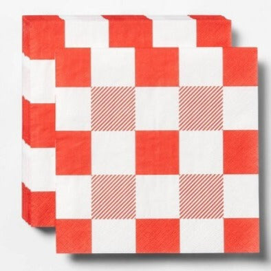 Sun Squad "Red Gingham" Luncheon Paper Napkins 20ct