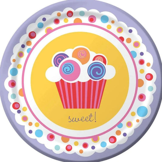 Sweet Cupcake Dessert Paper Plates 8ct