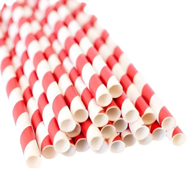 Red Striped Paper Straws 24ct