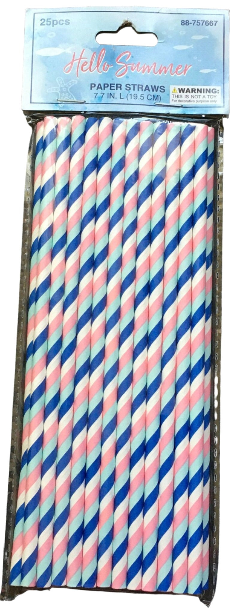 Hello Summer "Take Me to the Sea" Striped Paper Straws 25ct