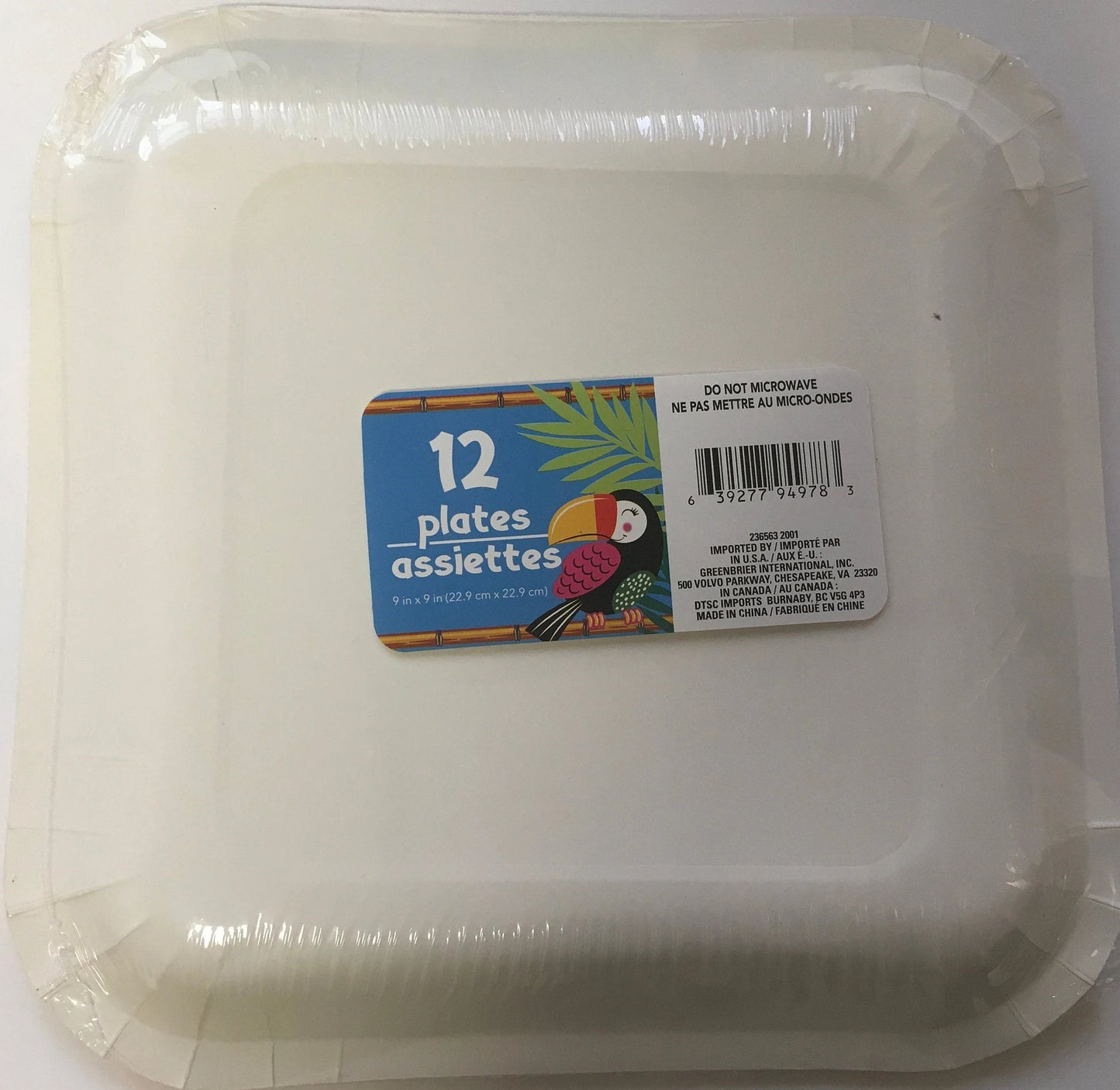 Tropical Luau "Pineapple" Lunch Square Paper Plates 12ct