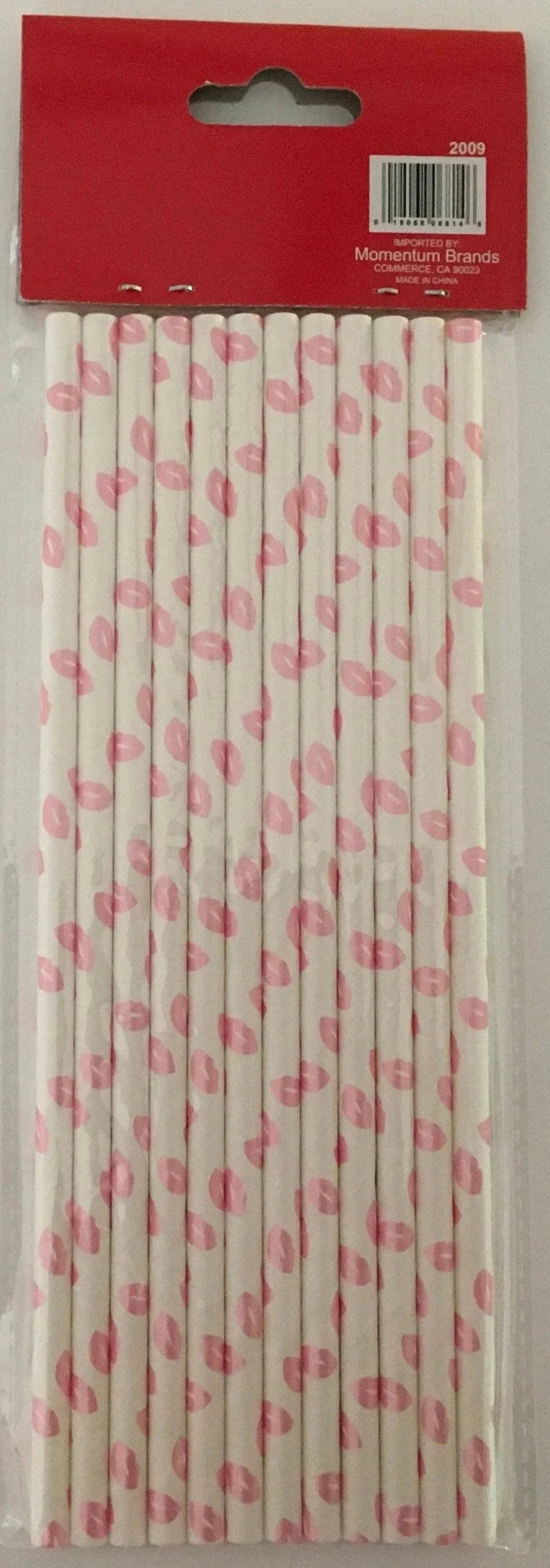 Happy Valentine's Day "Pink Lips" Foil Paper Straws 12ct