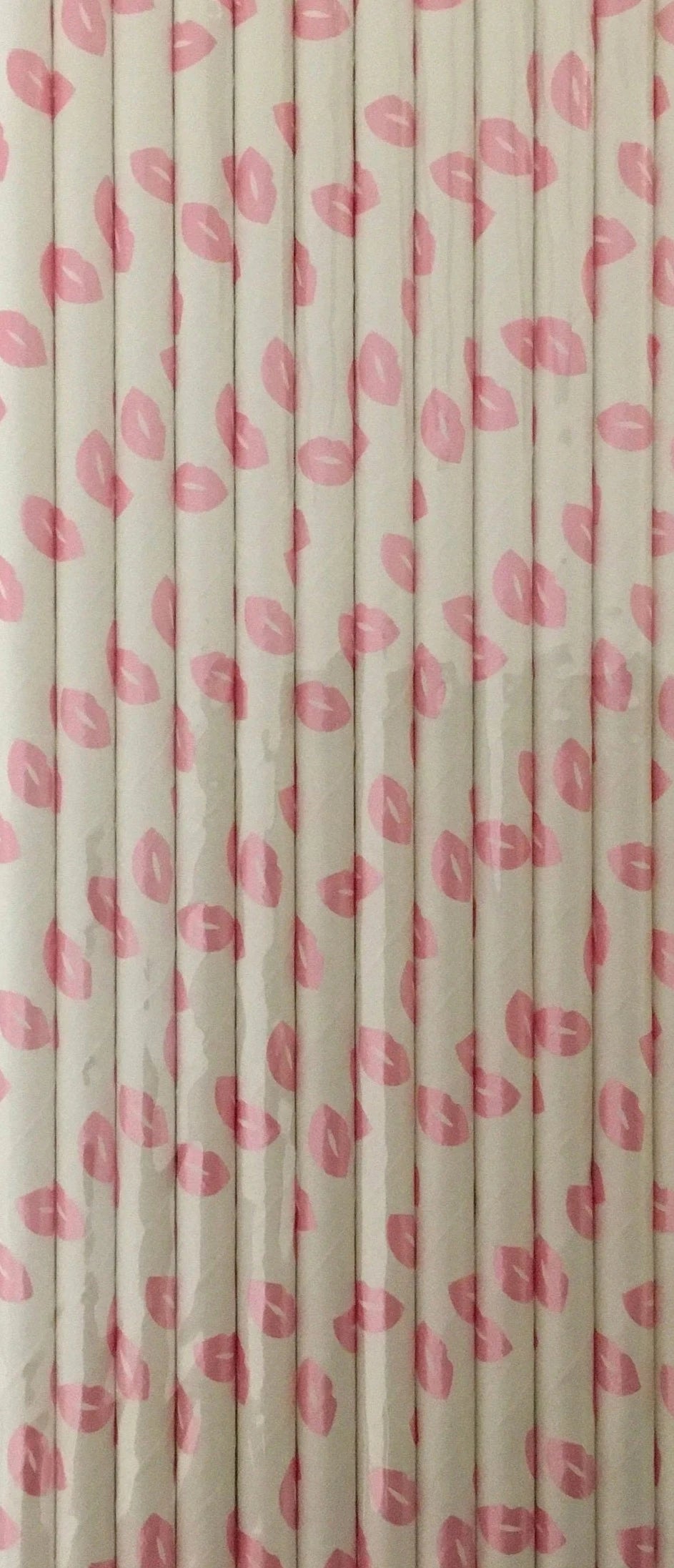 Happy Valentine's Day "Pink Lips" Foil Paper Straws 12ct