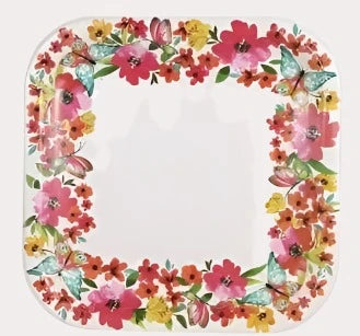 Garden Spring Fling "Social Butterfly" Lunch Square Paper Plates 12ct