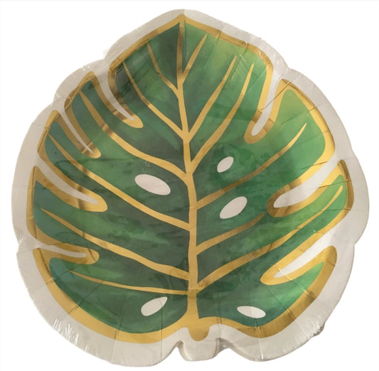 Let’s Party "Monstera Leaf" Shaped Salad/Dessert Paper Plates 8ct