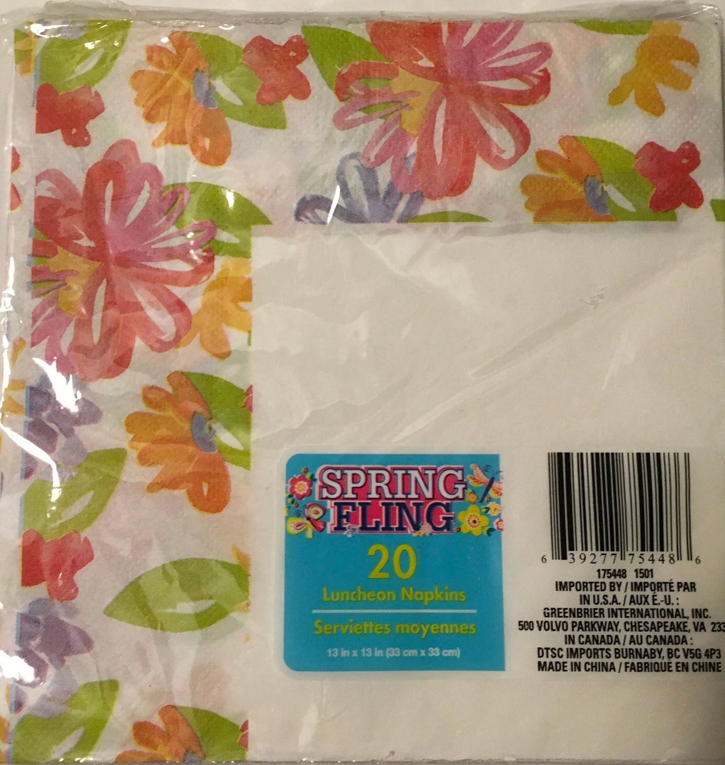 Garden Spring Fling "Blossom Flowers" Luncheon Paper Napkins 20ct