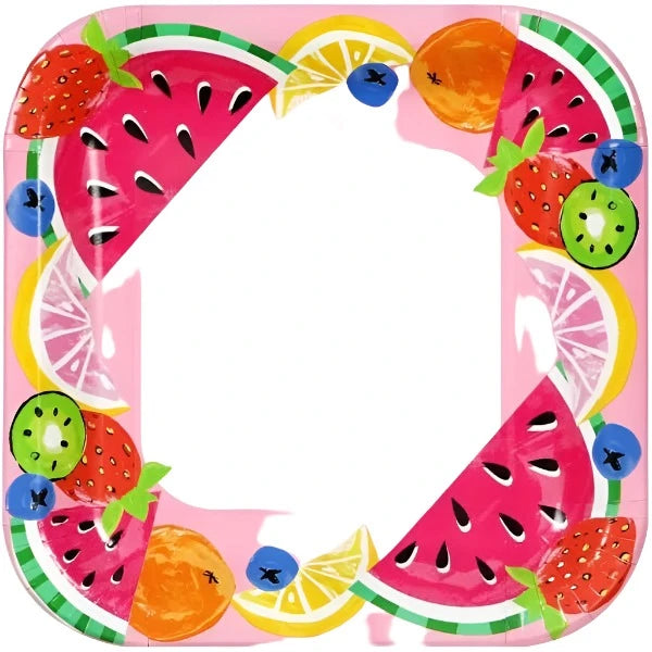 Sweet Summer "Summer Fruits" Lunch Square Paper Plates 12ct