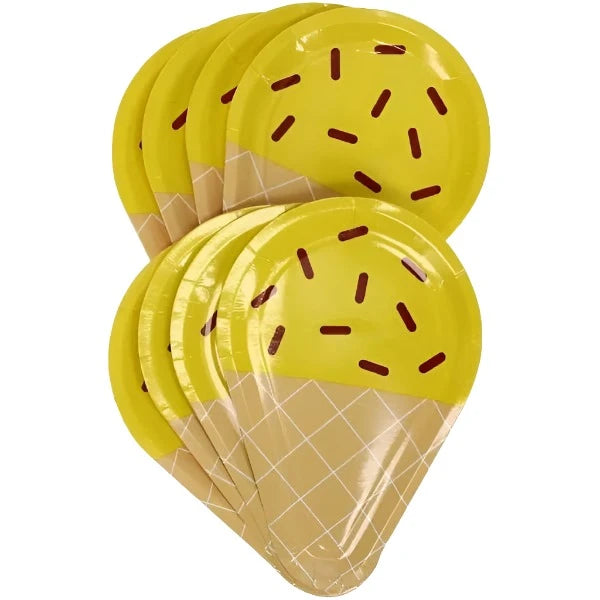 Ice Cream "Lemon" Cone Shaped Salad/Dessert Paper Plates 8ct