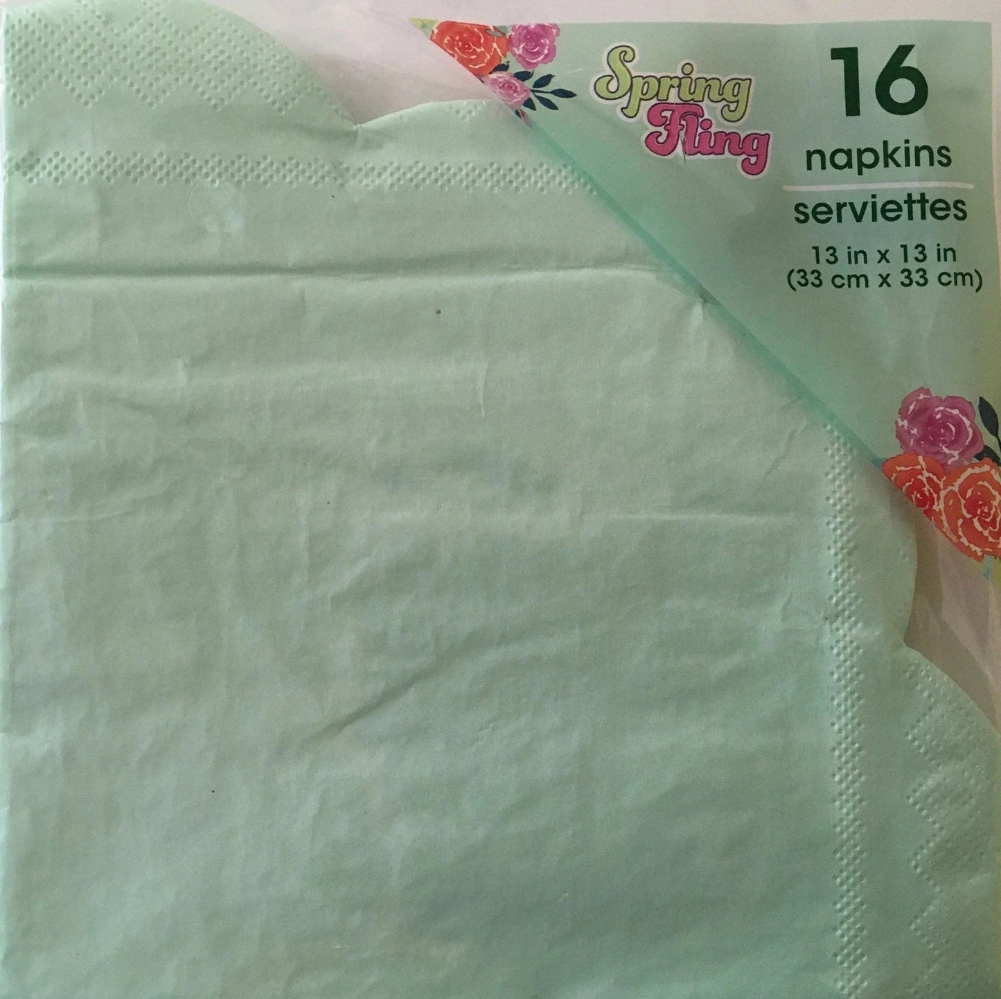 Garden Spring Fling "Pretty Pastels Fresh Mint" Scalloped Die-Cut Edge Luncheon Paper Napkins 16ct