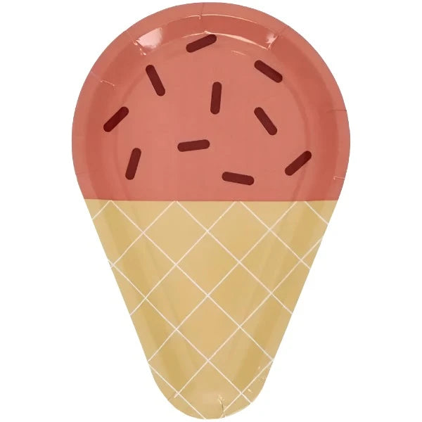 Ice Cream "Papaya" Cone Shaped Salad/Dessert Paper Plates 8ct