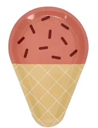 Ice Cream "Papaya" Cone Shaped Salad/Dessert Paper Plates 8ct