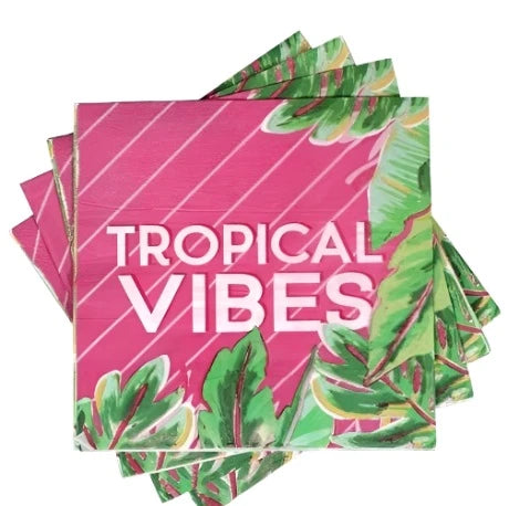 Tropical Luau "Tropical Vibes" Luncheon Paper Napkins 18ct