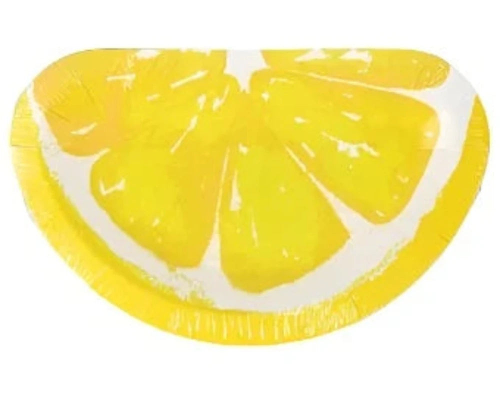 Sweet Summer Round "Lemon Slice" Shaped Salad/Dessert Paper Plates 12ct