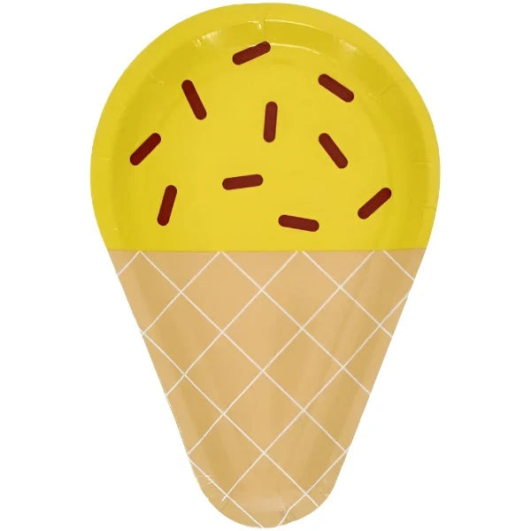 Ice Cream "Lemon" Cone Shaped Salad/Dessert Paper Plates 8ct