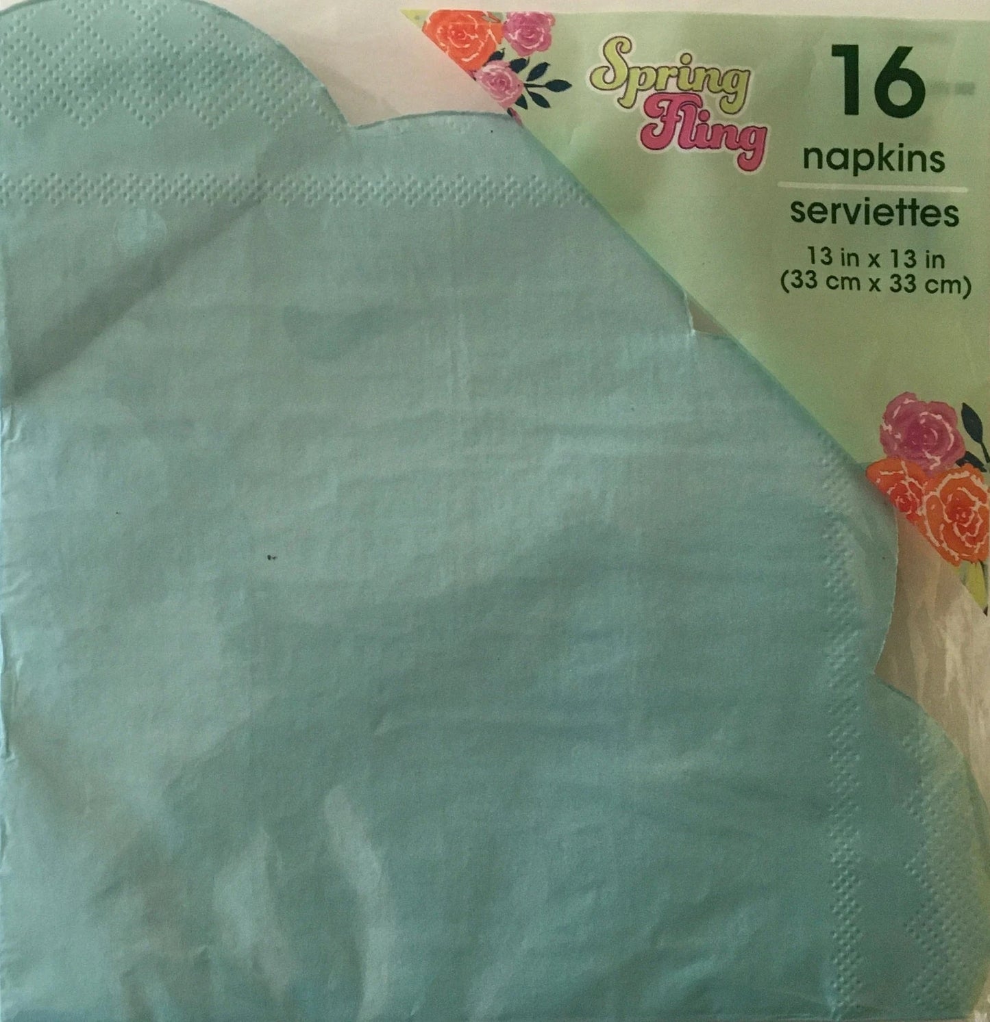 Garden Spring Fling "Pretty Pastels Pastel Blue" Scalloped Die-Cut Edge Luncheon Paper Napkins 16ct