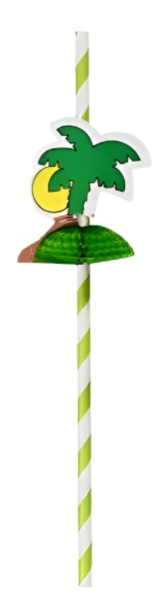 Summer Luau Inspired Palm Tree Honeycomb Paper Straws 10ct