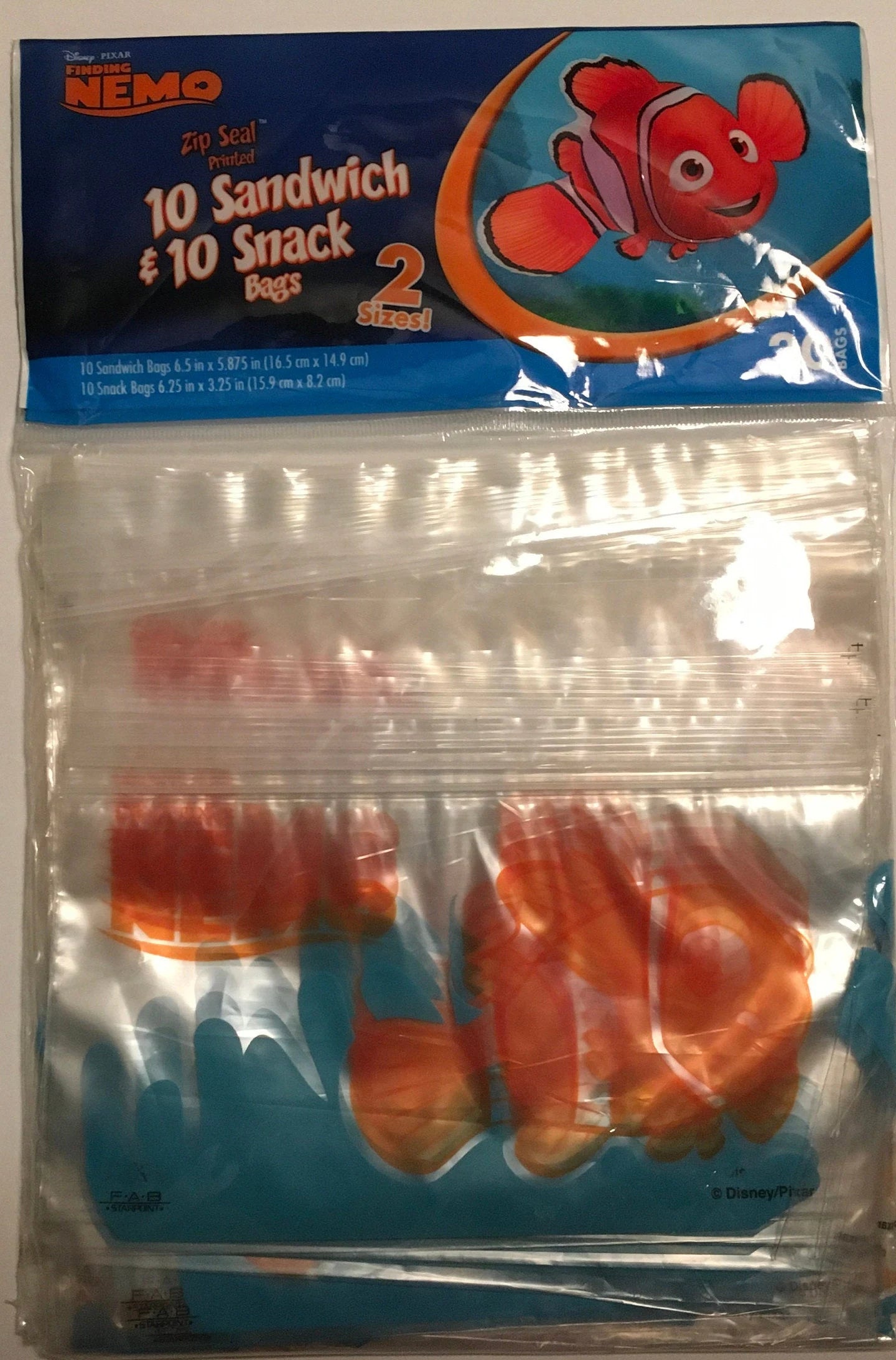 Finding Nemo Resealable (Snack) Bags 10ct and (Sandwich) Bags 10ct