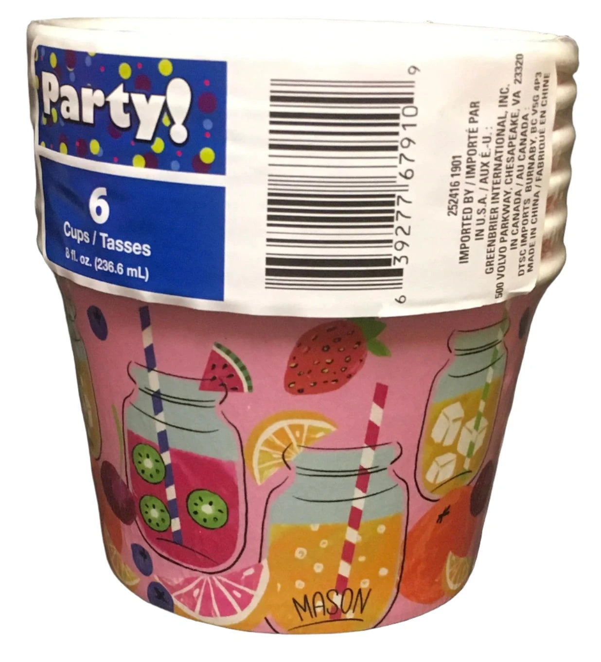 Sweet Summer "Fruits & Jars" Paper Treat Cups 6ct