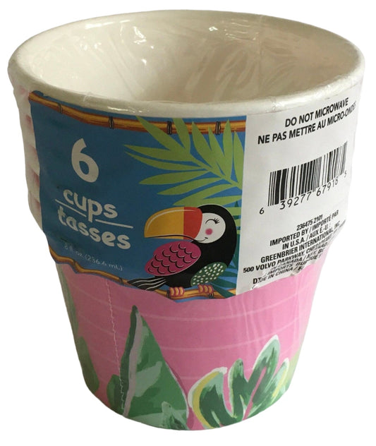 Tropical Luau "Tropical Vibes" Paper Treat Cups 6ct