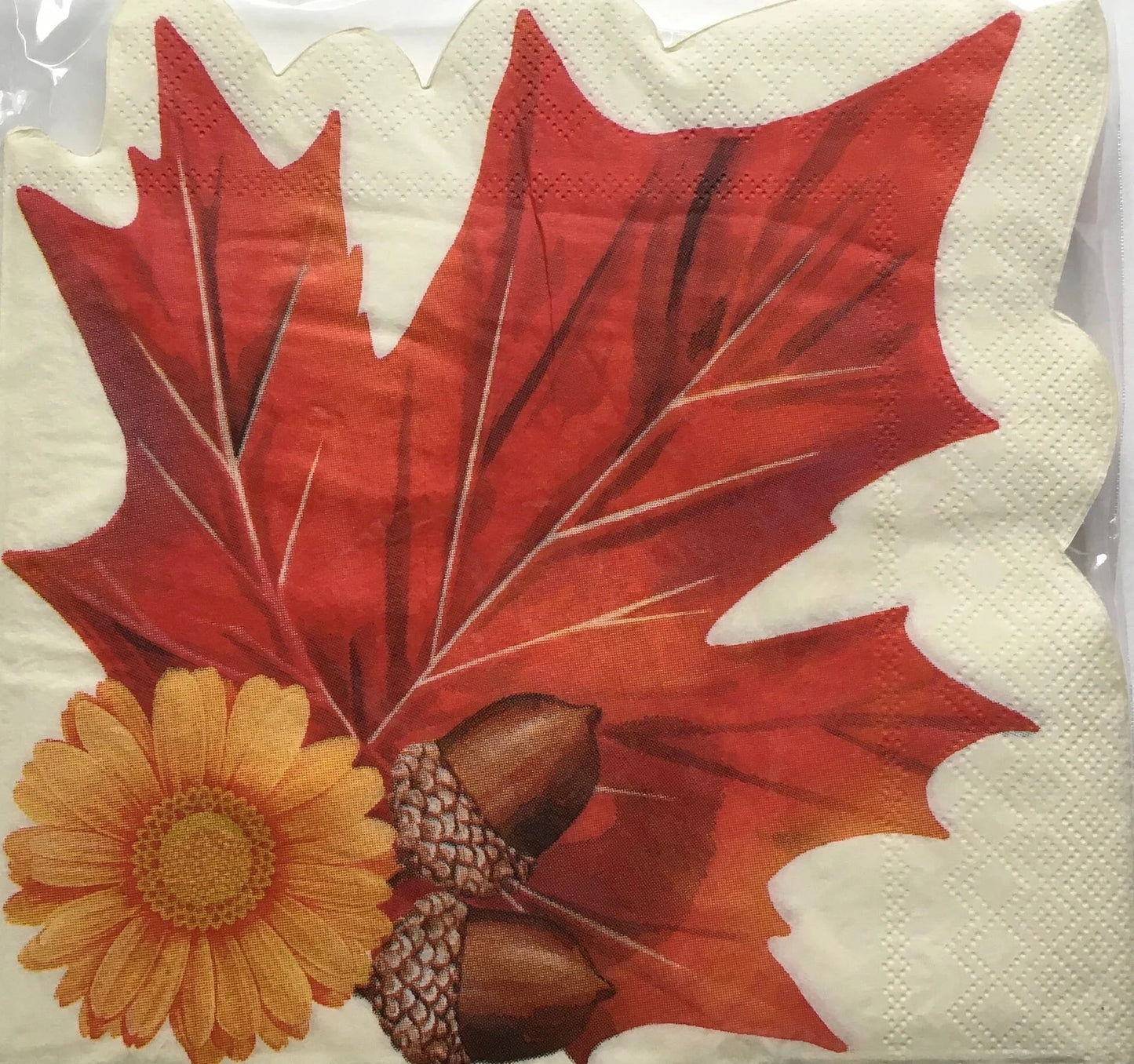 Hello Fall "Red Maple Leaf" Shaped Luncheon Paper Napkins 20ct