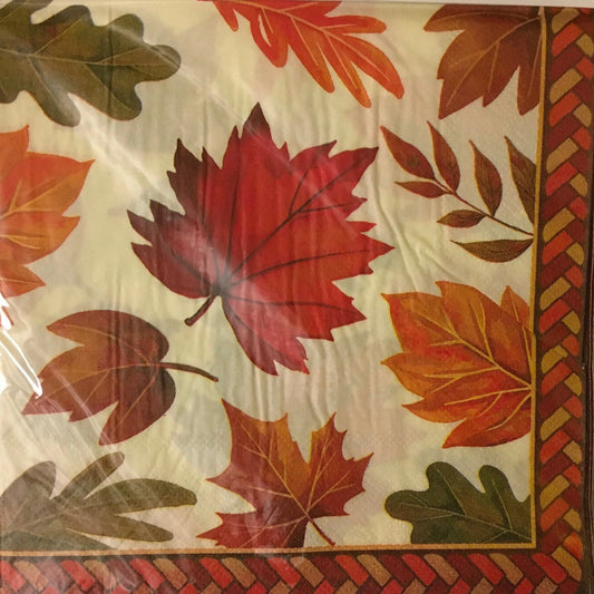 Hello Fall "Autumn Leaves" Luncheon Paper Napkins 18ct