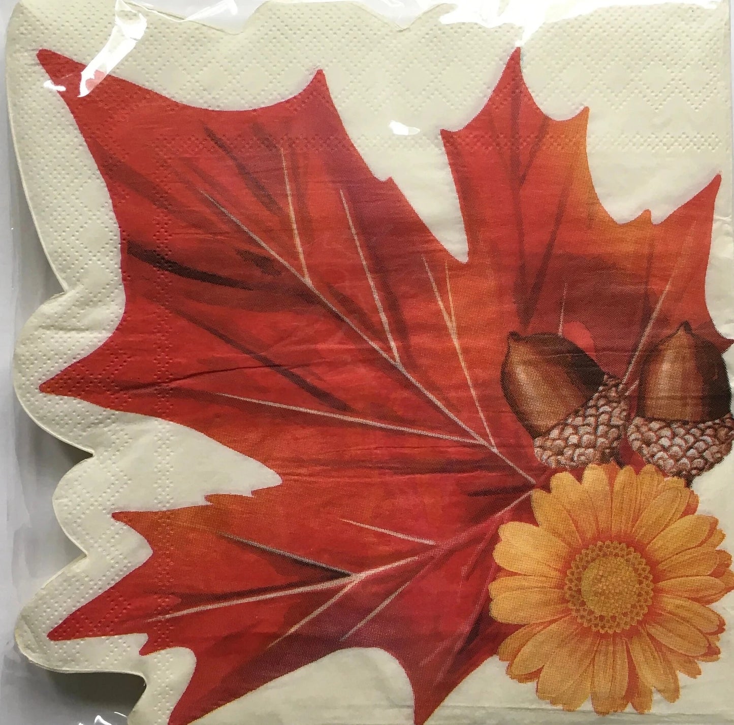 Hello Fall "Red Maple Leaf" Shaped Luncheon Paper Napkins 20ct