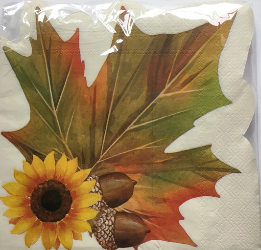 Hello Fall "Sugar Maple Leaf" Shaped Luncheon Paper Napkins 20ct