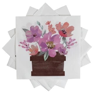 Garden Spring Fling "Floral Garden Blooming Pot" Luncheon Paper Napkins 18ct