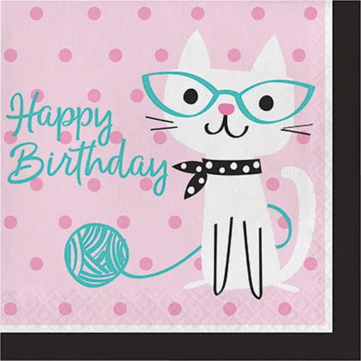 Purr-Fect Party ''Happy Birthday'' Luncheon Paper Napkins 16ct