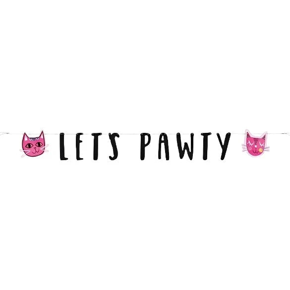 Pink Cat "Let’s Pawty" Party Twine Banner 6ft