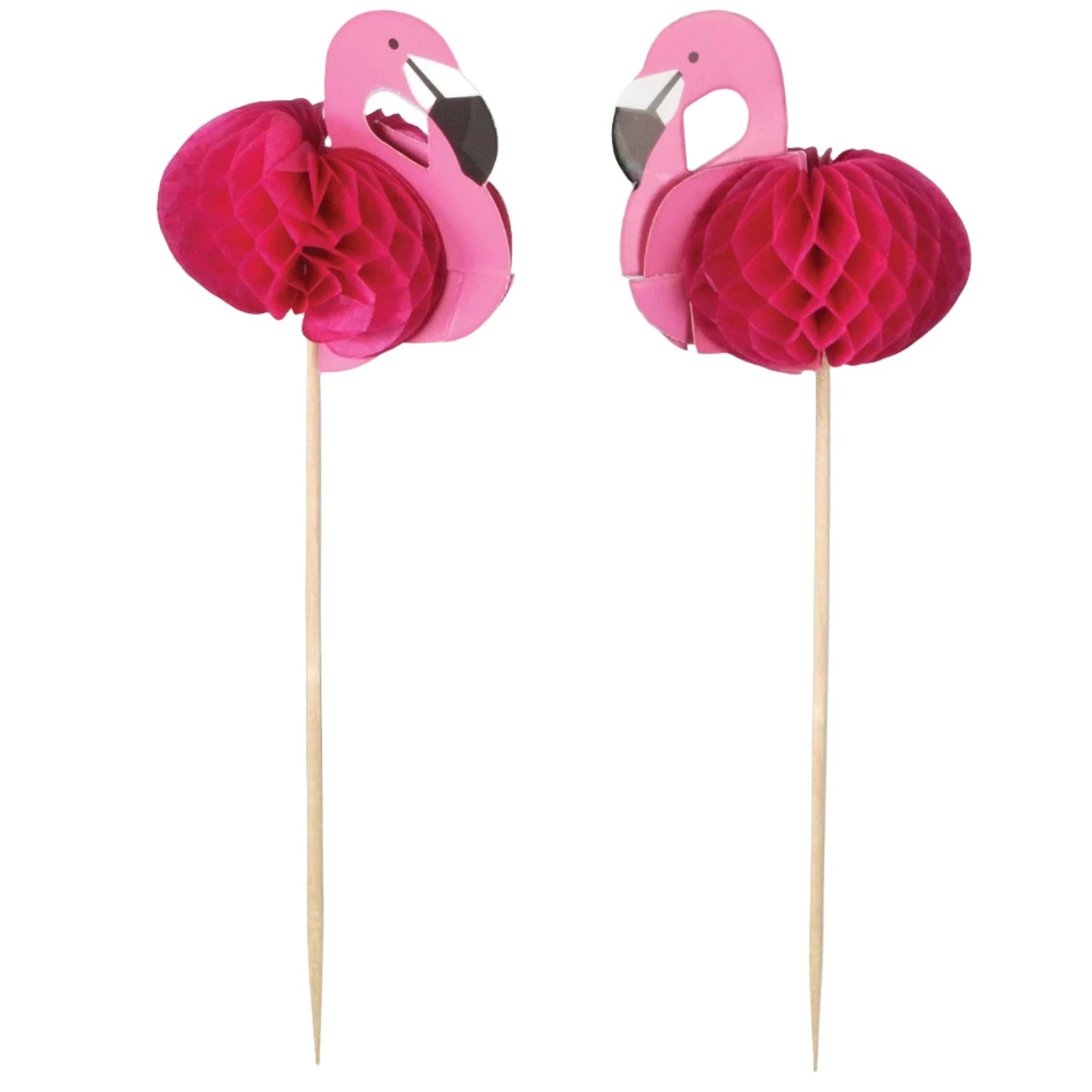 Let's Party "Flamingo" Honeycomb Sticks Cocktail/Cupcake/Food Picks 18ct